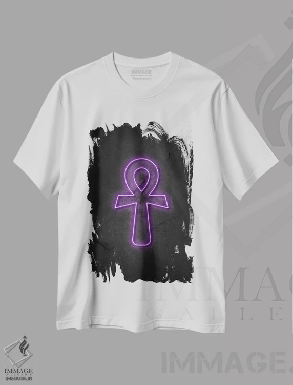 تیشرت سفید طرح دار عنخ، هنر دیجیتال اثر دورو آرت | فروشگاه ایماژ