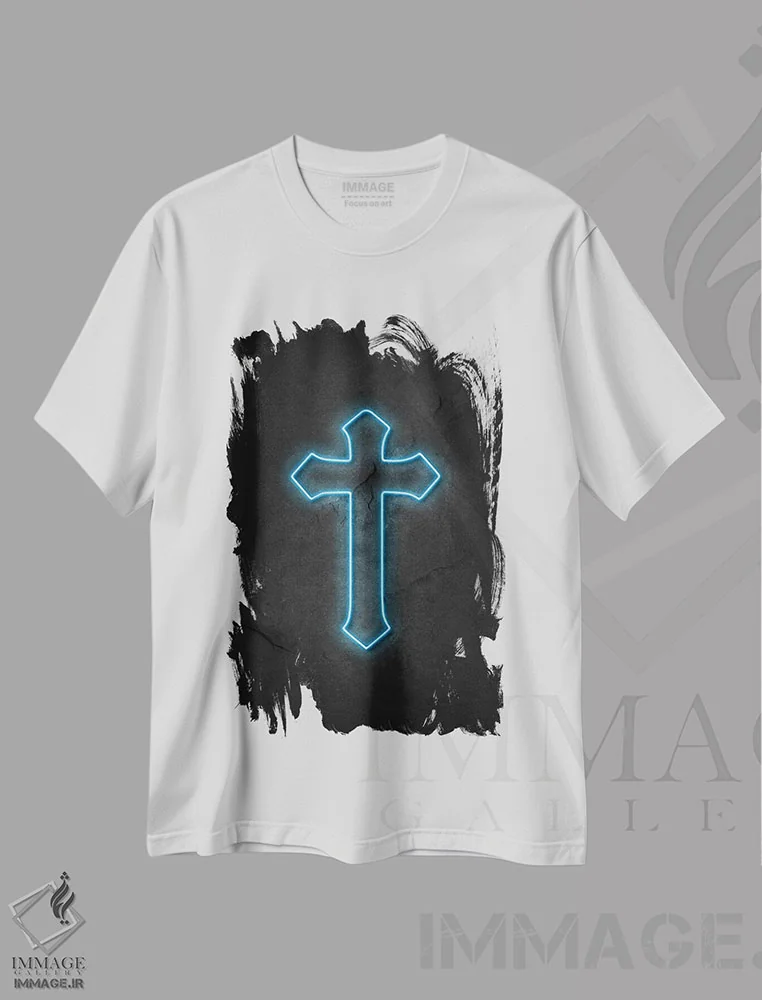 تیشرت سفید طرح دار صلیب، هنر دیجیتال اثر دورو آرت | immage.ir
