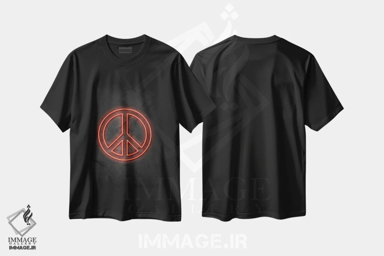 تیشرت مشکی طرح دار صلح، هنر دیجیتال اثر دورو آرت | فروشگاه ایماژ