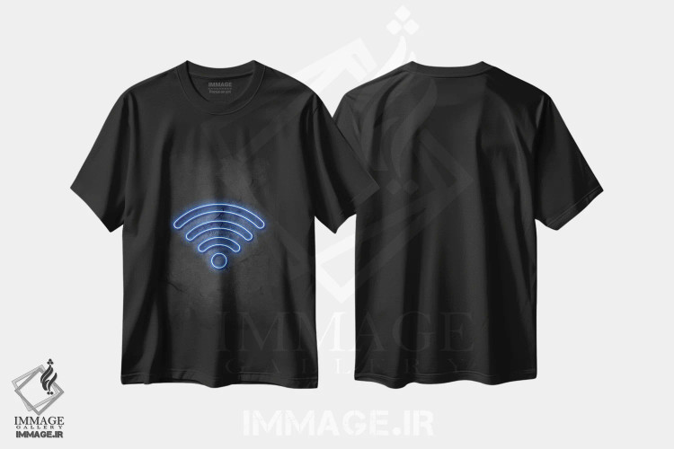 تیشرت مشکی طرح دار وای فای، هنر دیجیتال اثر دورو آرت | immage.ir