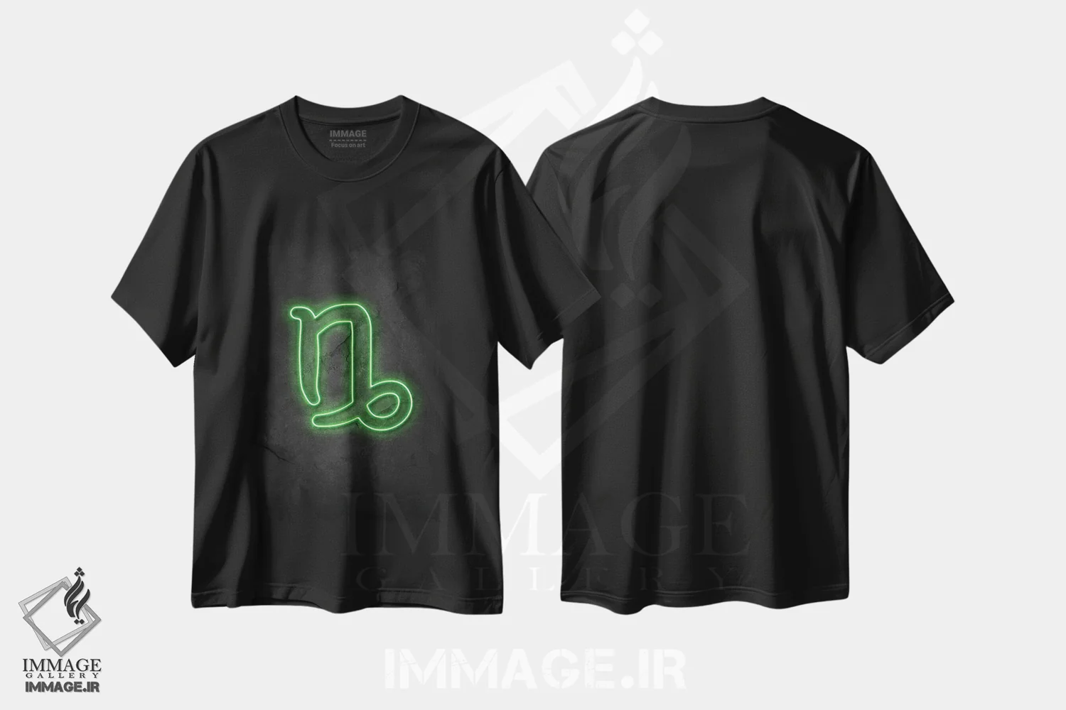 تیشرت مشکی طرح دار برج جدی، هنر دیجیتال اثر دورو آرت | فروشگاه ایماژ