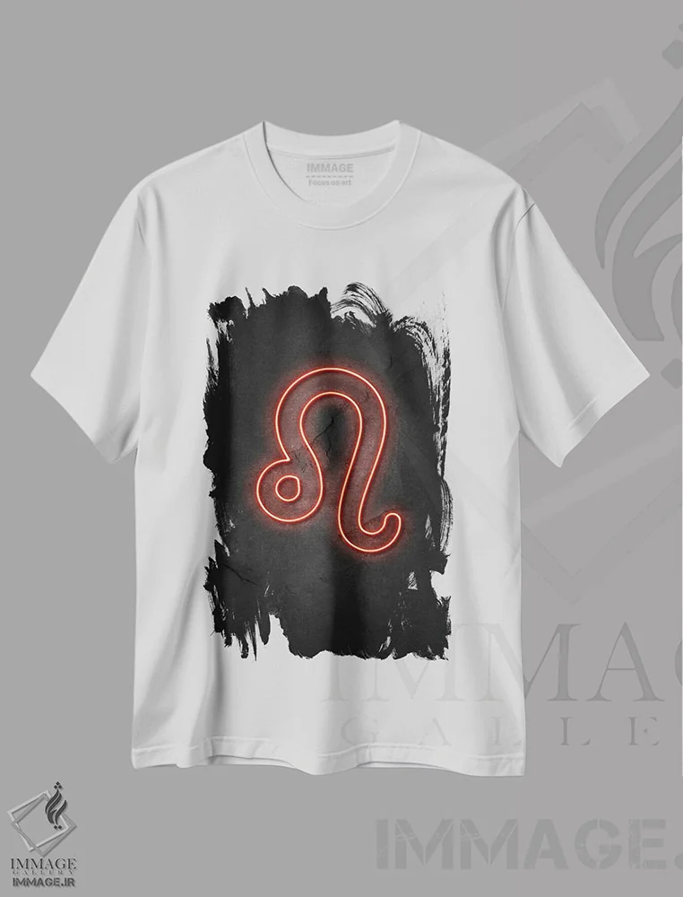 تیشرت سفید طرح دار برج اسد، هنر دیجیتال اثر دورو آرت | immage.ir