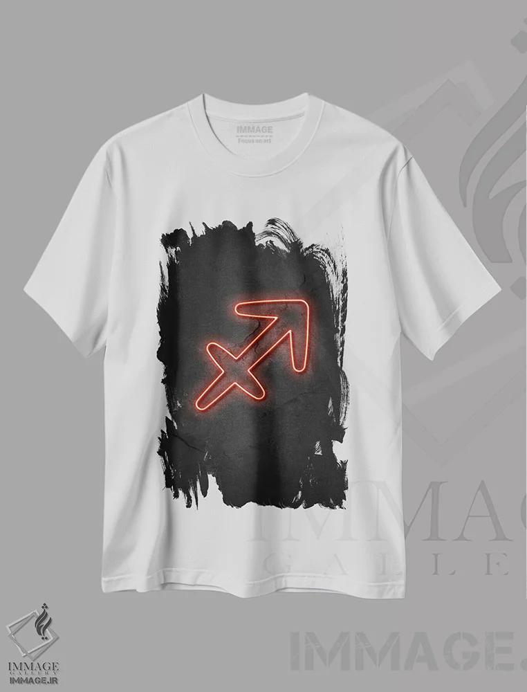 تیشرت سفید طرح دار برج قوس، هنر دیجیتال اثر دورو آرت | فروشگاه ایماژ