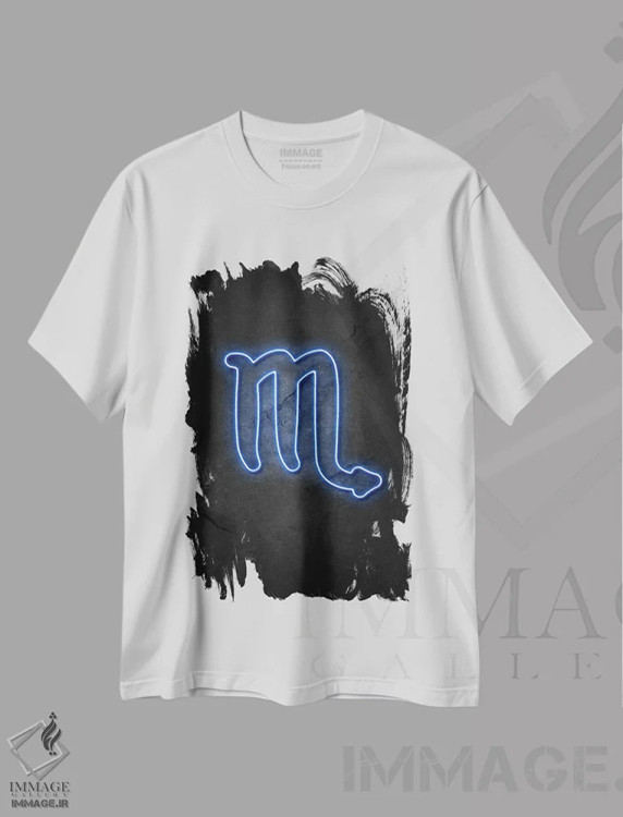 تیشرت سفید طرح دار برج عقرب، هنر دیجیتال اثر دورو آرت | immage.ir