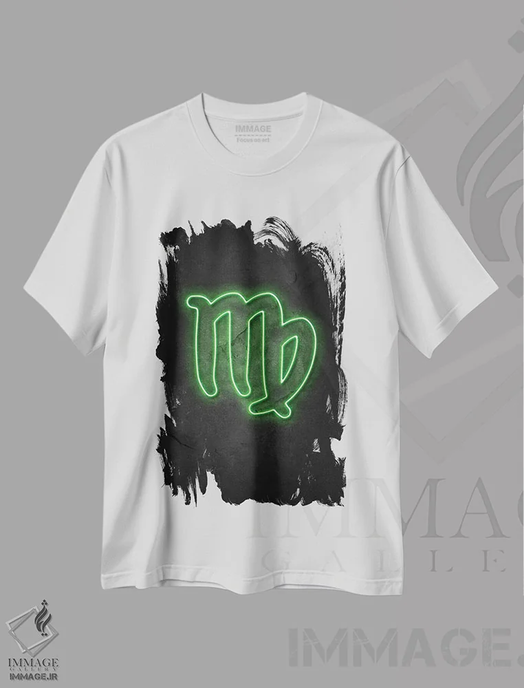 تیشرت سفید طرح دار برج سنبله، هنر دیجیتال اثر دورو آرت | immage.ir