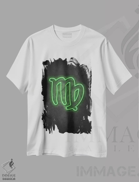 تیشرت سفید طرح دار برج سنبله، هنر دیجیتال اثر دورو آرت | immage.ir