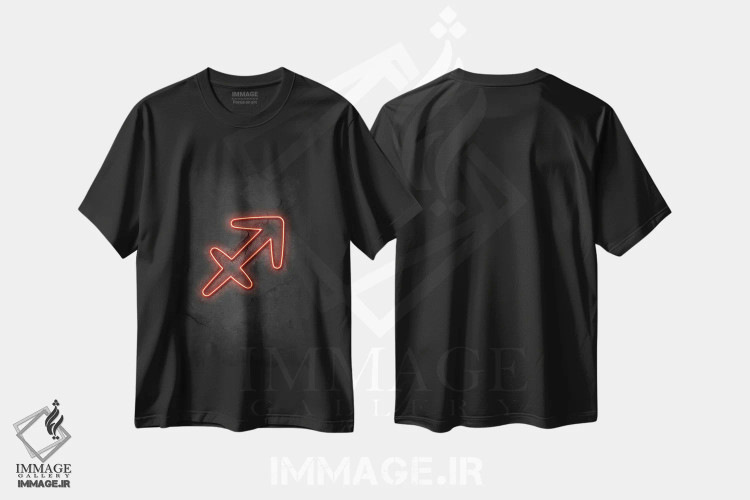 تیشرت مشکی طرح دار برج قوس، هنر دیجیتال اثر دورو آرت | immage.ir