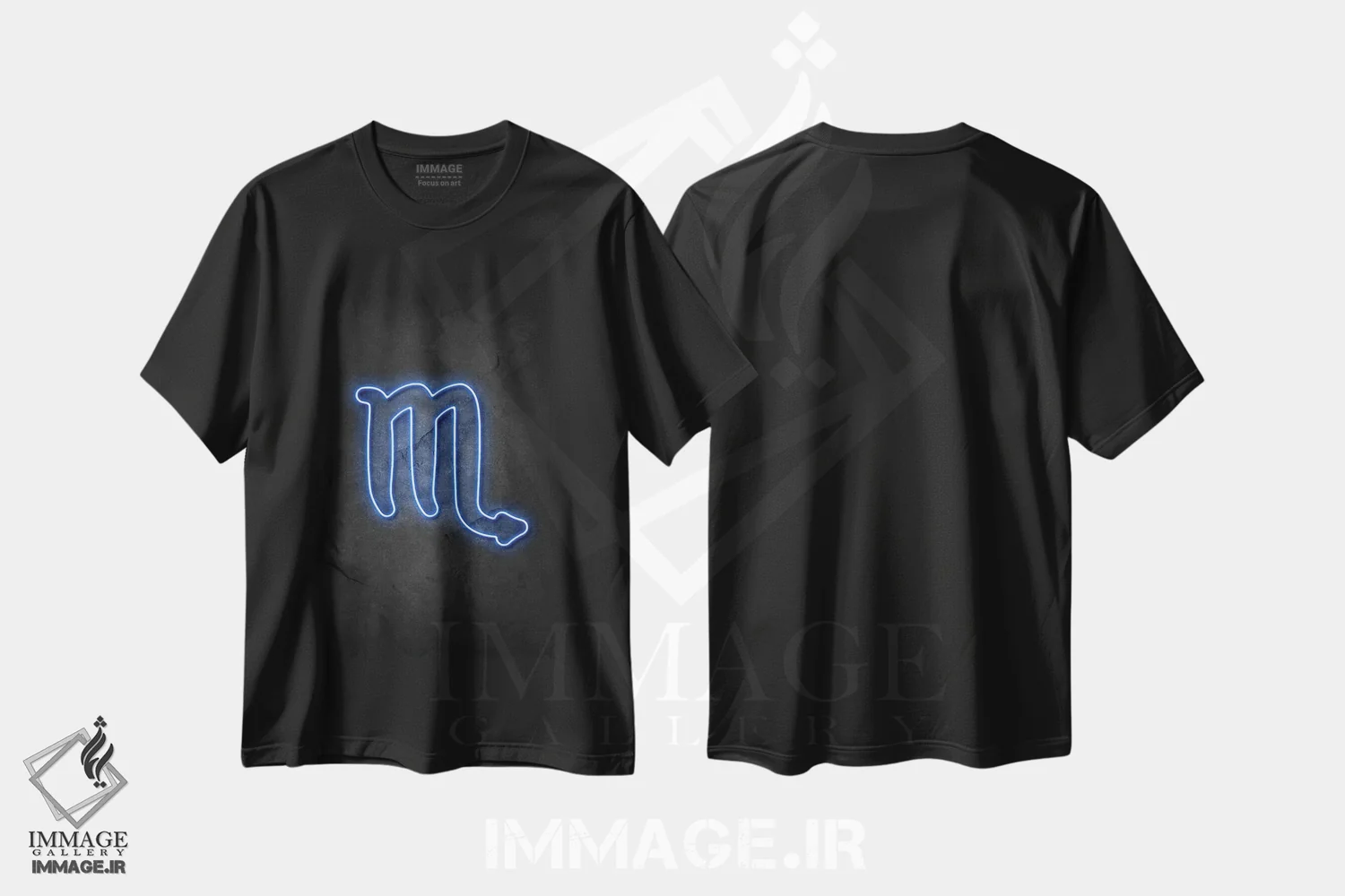 تیشرت مشکی طرح دار برج عقرب، هنر دیجیتال اثر دورو آرت | فروشگاه ایماژ