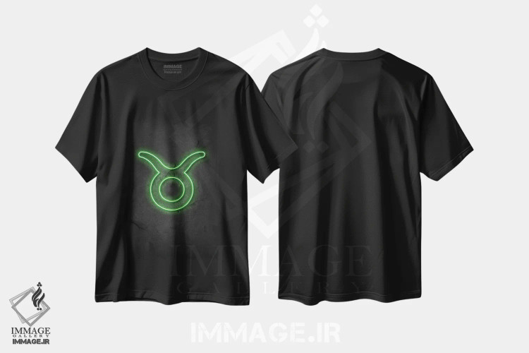 تیشرت مشکی طرح دار برج ثور، هنر دیجیتال اثر دورو آرت | immage.ir