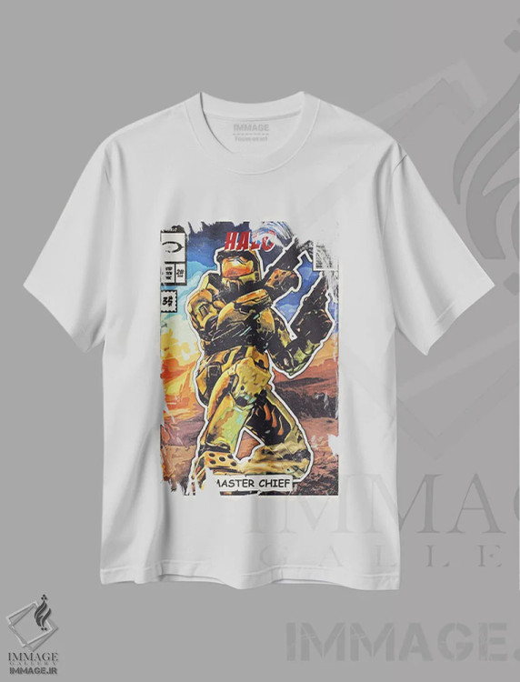 تیشرت سفید طرح دار هالو، هنر دیجیتال اثر دورو آرت | immage.ir