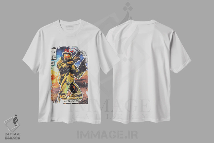 تیشرت سفید طرح دار هالو، هنر دیجیتال اثر دورو آرت | immage.ir