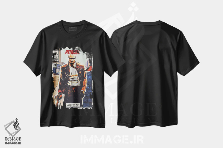 تیشرت مشکی طرح دار هیتمن اثر دورو آرت | immage.ir