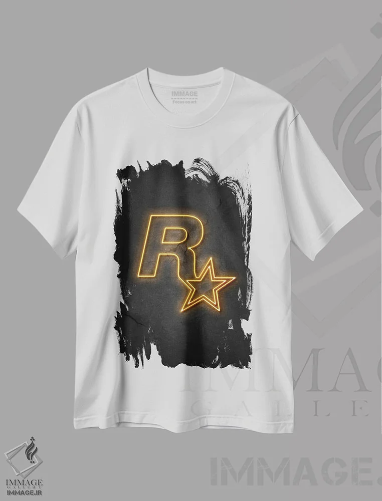 تیشرت سفید طرح دار راک استار، تزئینی اثر دورو آرت | immage.ir