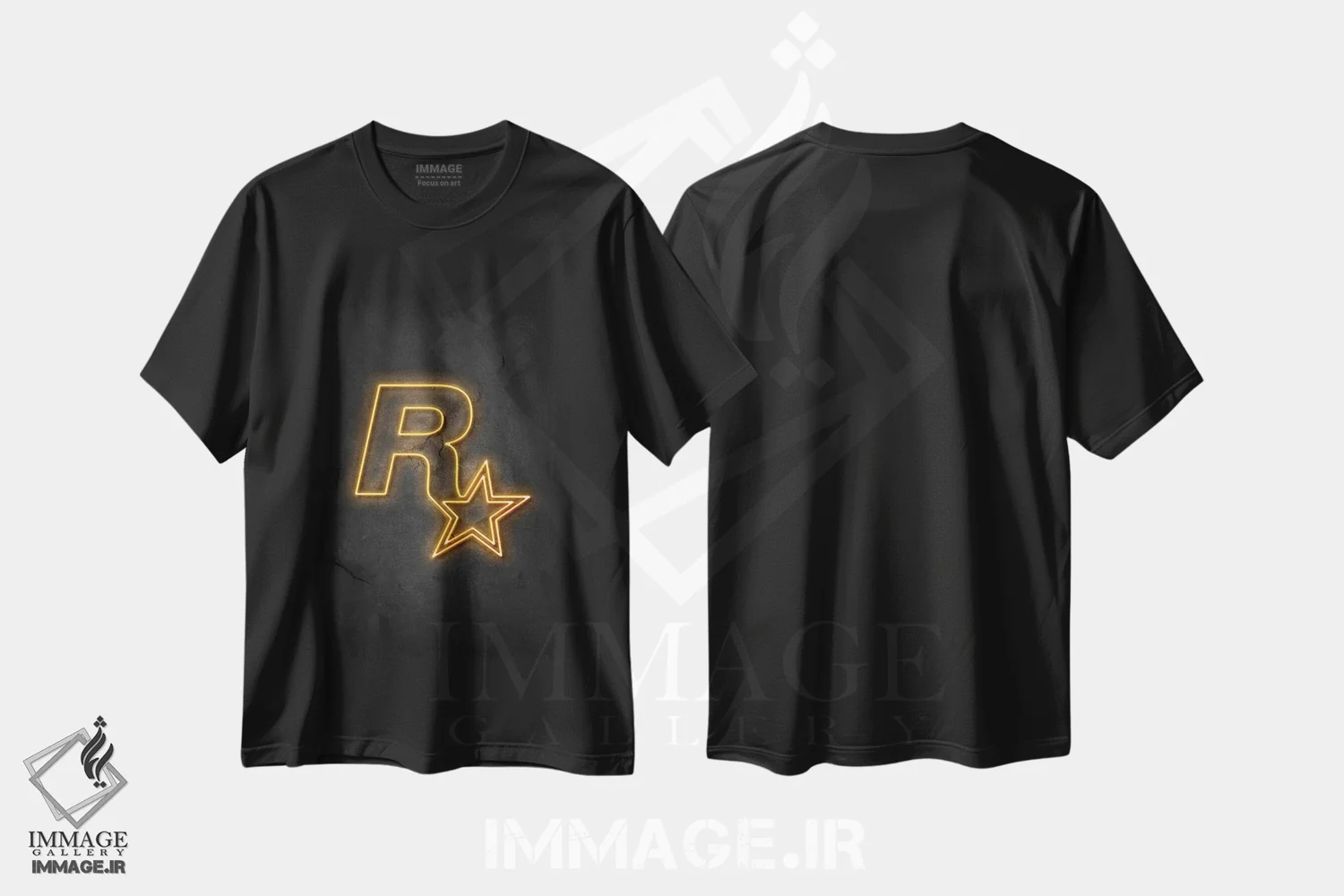 تیشرت مشکی طرح دار راک استار، تزئینی اثر دورو آرت | فروشگاه ایماژ