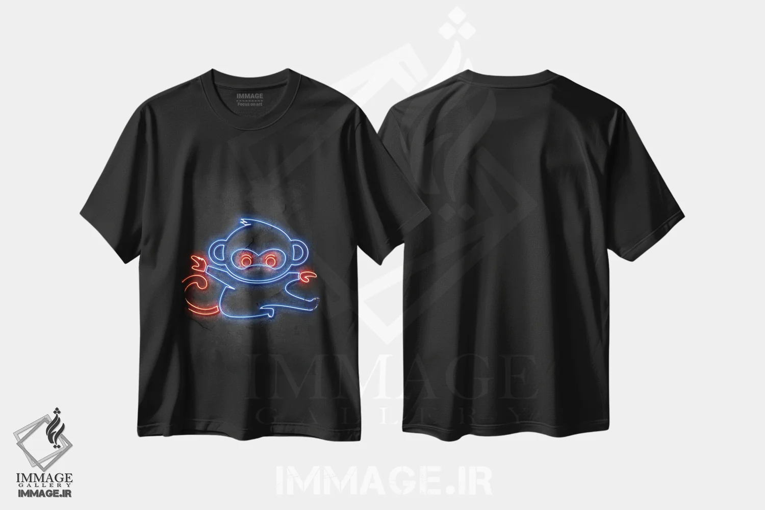 تیشرت مشکی طرح دار نینجای میمون، تزئینی اثر دورو آرت | immage.ir