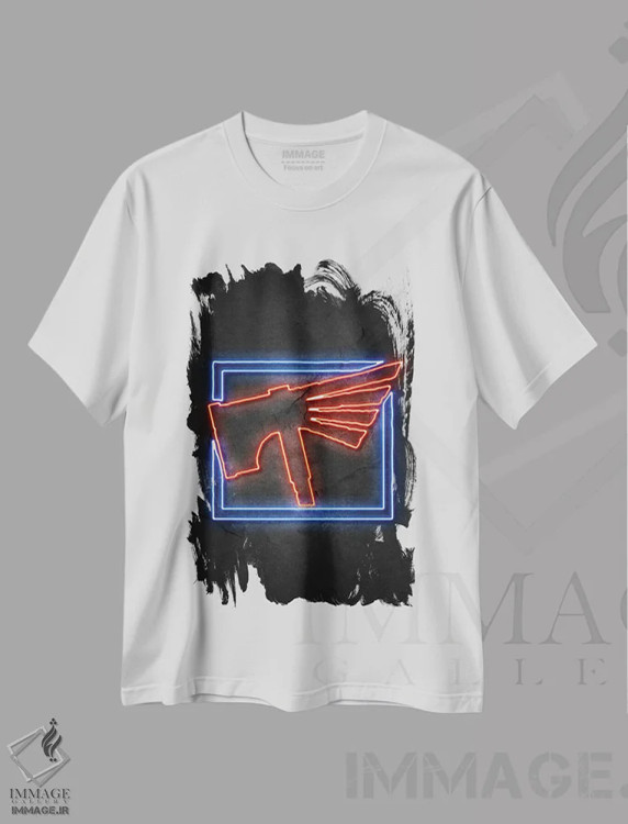 تیشرت سفید طرح دار وارهمر، تزئینی اثر دورو آرت | فروشگاه ایماژ