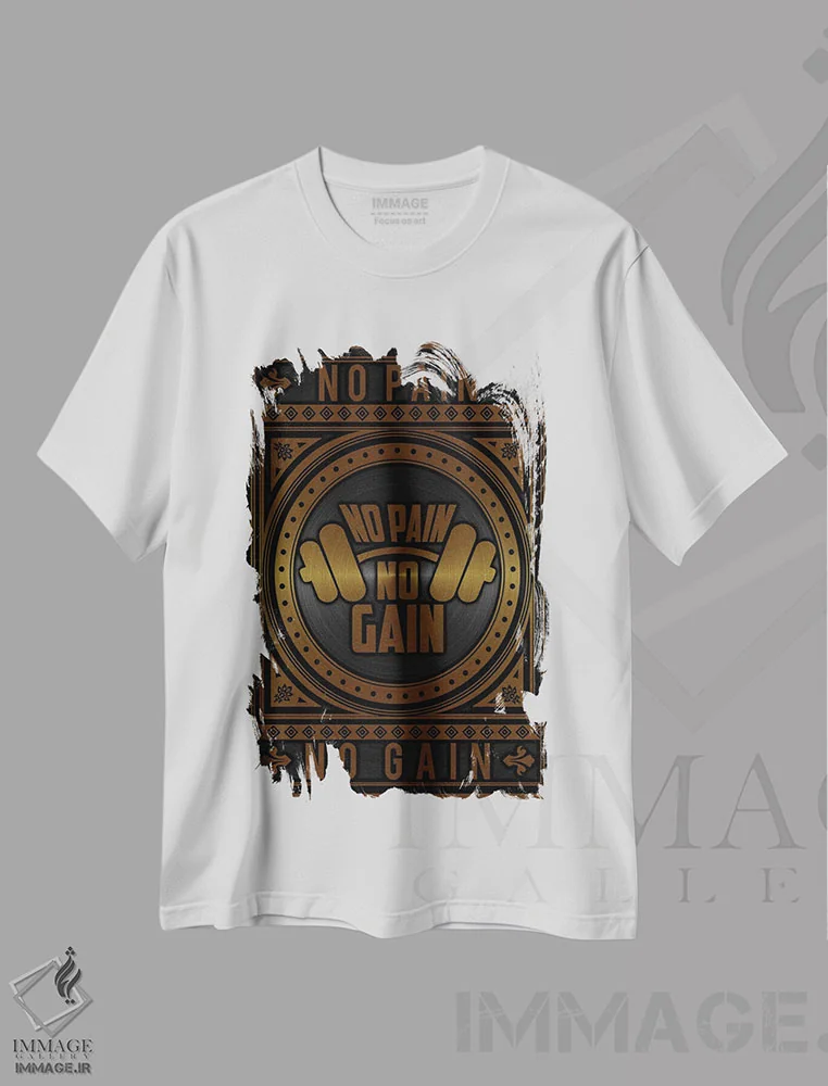 تیشرت سفید طرح دار بدون درد، دستاوردی نیست، آبستره اثر دورو آرت | فروشگاه ایماژ