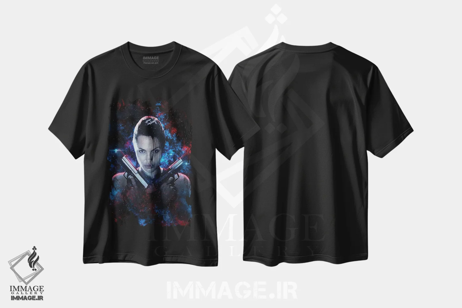 تیشرت مشکی طرح دار تومب ریدر اثر دورو آرت | فروشگاه ایماژ