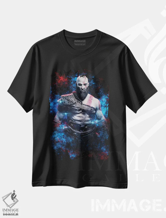 تیشرت مشکی طرح دار کراتوس، هنر دیجیتال اثر دورو آرت | immage.ir