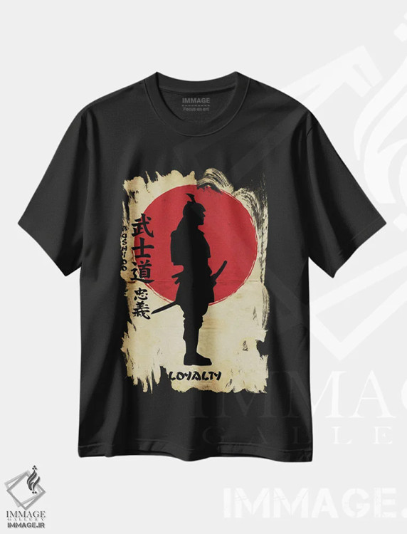 تیشرت مشکی طرح دار وفاداری بوشیدو، هنر دیجیتال اثر دورو آرت | فروشگاه ایماژ