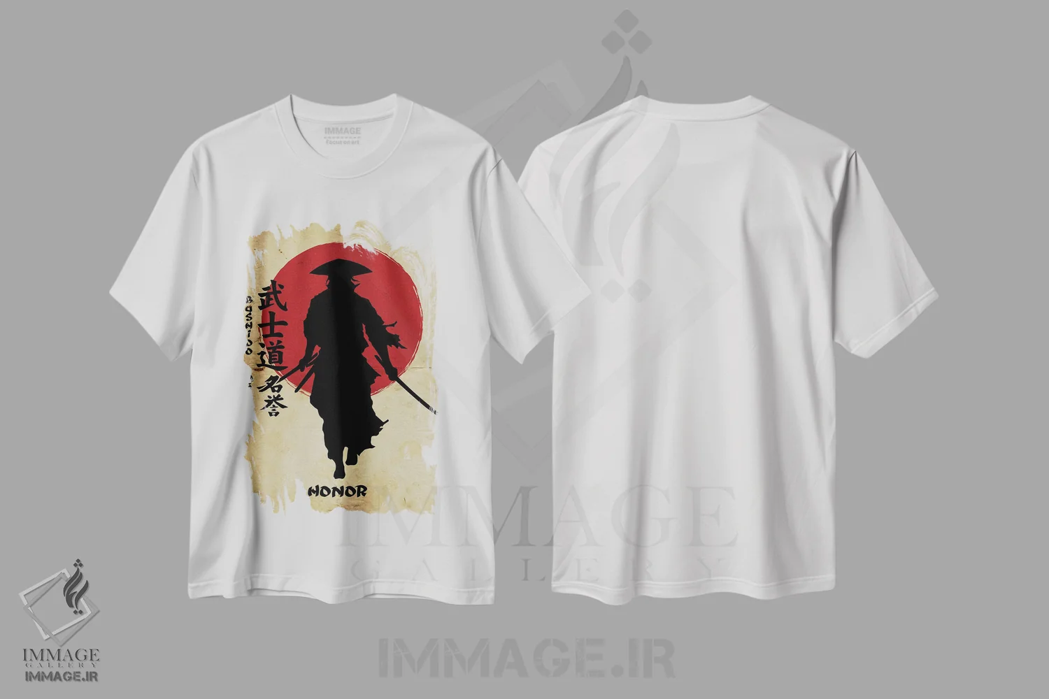 تیشرت سفید طرح دار شرافت بوشیدو، هنر دیجیتال اثر دورو آرت | immage.ir