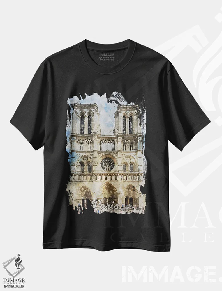 تیشرت مشکی طرح دار پاریس III، دکور معاصر اثر دورو آرت | فروشگاه ایماژ