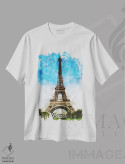 تیشرت سفید طرح دار پاریس، دکور معاصر اثر دورو آرت | فروشگاه ایماژ