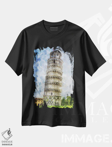تیشرت مشکی طرح دار پیزا، دکور معاصر اثر دورو آرت | فروشگاه ایماژ