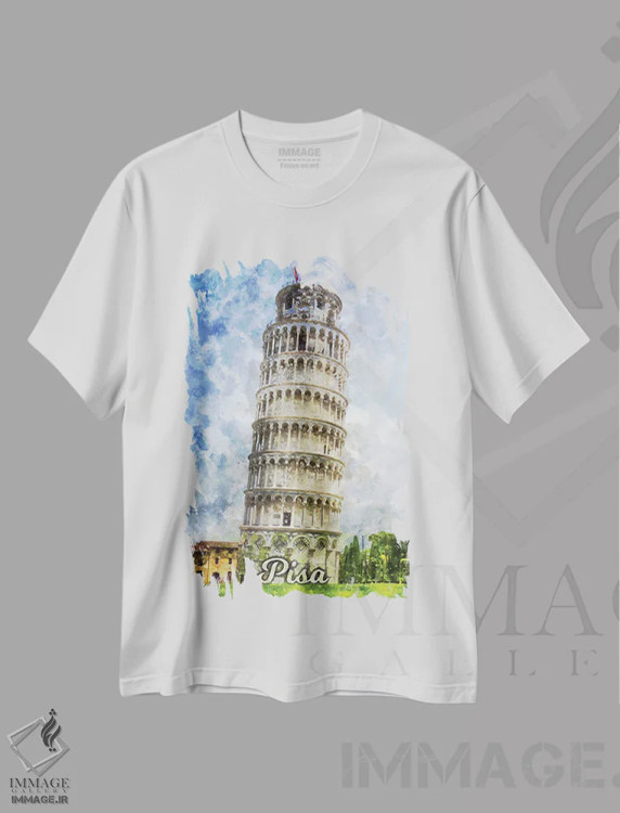 تیشرت سفید طرح دار پیزا، دکور معاصر اثر دورو آرت | immage.ir