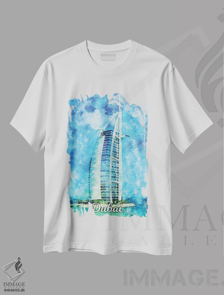 تیشرت سفید طرح دار دبی، تزئینی اثر دورو آرت | immage.ir
