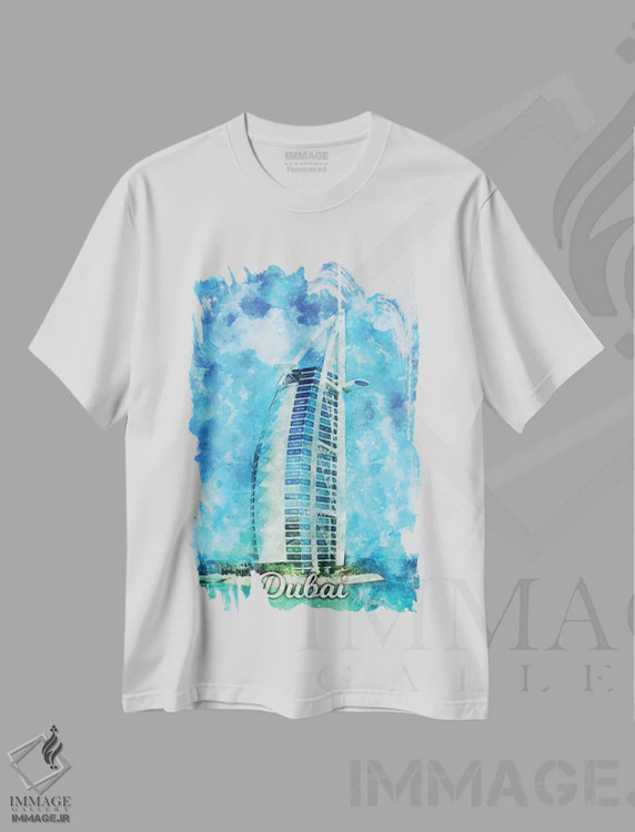تیشرت سفید طرح دار دبی، تزئینی اثر دورو آرت | immage.ir