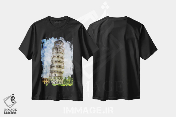 تیشرت مشکی طرح دار پیزا، دکور معاصر اثر دورو آرت | فروشگاه ایماژ
