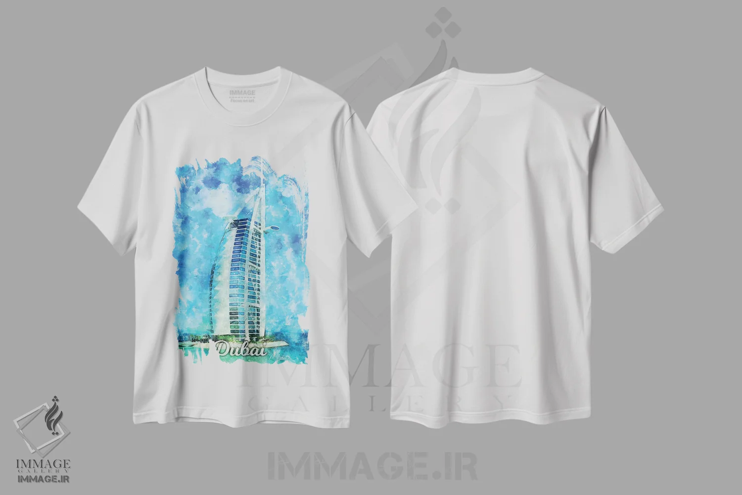 تیشرت سفید طرح دار دبی، تزئینی اثر دورو آرت | immage.ir