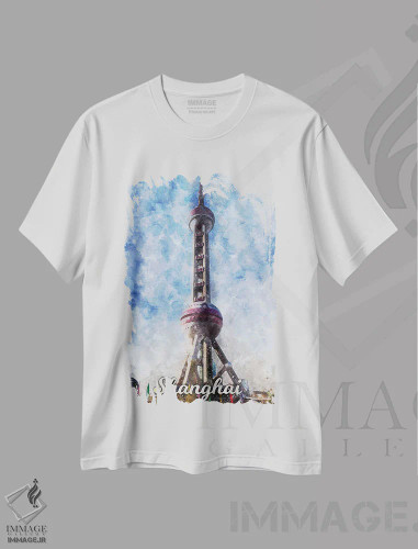 تیشرت سفید طرح دار شانگهای، تزئینی اثر دورو آرت | فروشگاه ایماژ