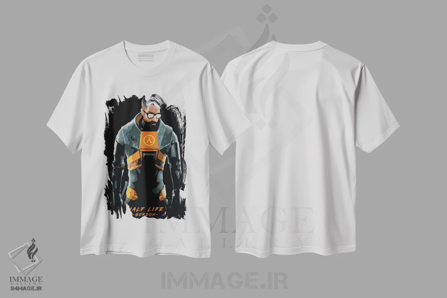 تیشرت سفید طرح دار گوردون اثر دورو آرت | فروشگاه ایماژ