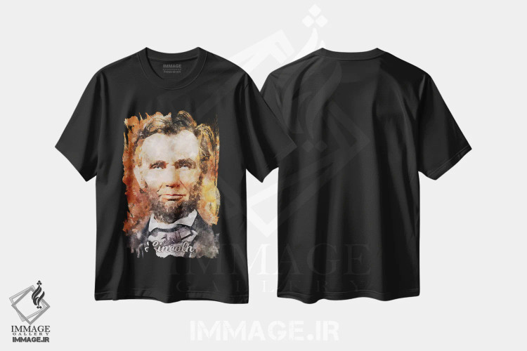 تیشرت مشکی طرح دار لینکلن آبرنگی، مدیوم اثر دورو آرت | immage.ir