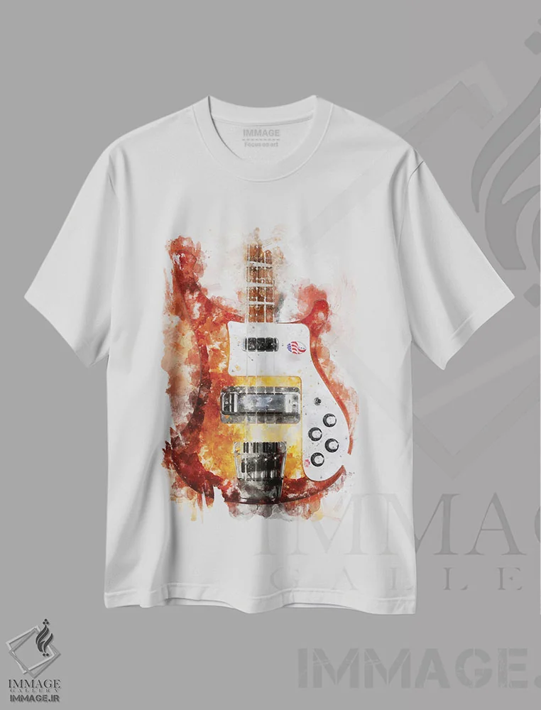 تیشرت سفید طرح دار بیس آبرنگی، تزئینی اثر دورو آرت | immage.ir