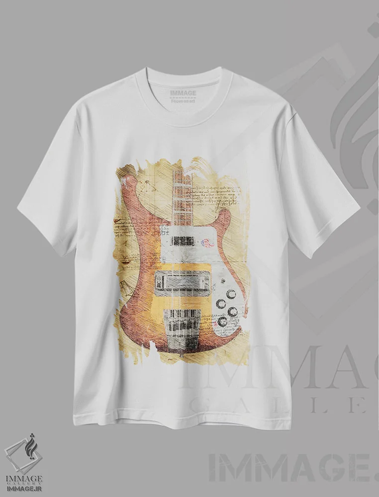 تیشرت سفید طرح دار بیس، تزئینی اثر دورو آرت | فروشگاه ایماژ