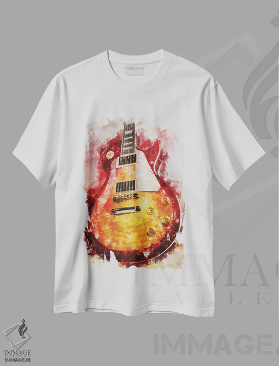 تیشرت سفید طرح دار لس پاول آبرنگی، تزئینی اثر دورو آرت | فروشگاه ایماژ