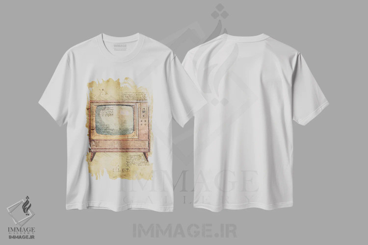 تیشرت سفید طرح دار تلویزیون، تزئینی اثر دورو آرت | immage.ir