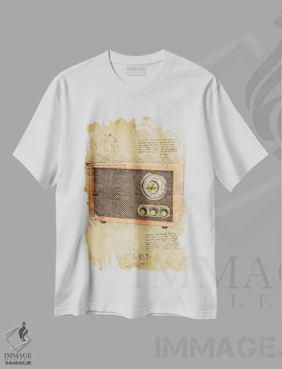 تیشرت سفید طرح دار رادیو III، تزئینی اثر دورو آرت | immage.ir
