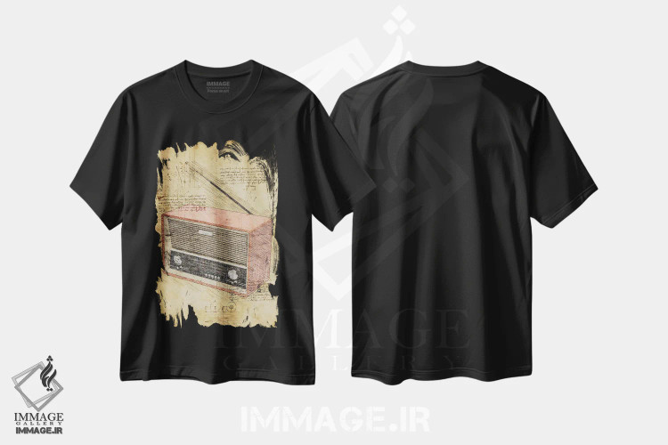تیشرت مشکی طرح دار رادیو II، تزئینی اثر دورو آرت | immage.ir