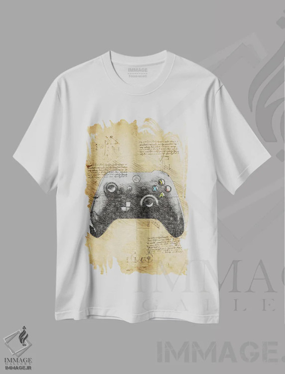 تیشرت سفید طرح دار دسته بازی II، تزئینی اثر دورو آرت | immage.ir