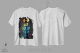 تیشرت سفید طرح دار بخور بخواب باشگاه برو تکرار کن II، هنر دیجیتال اثر دورو آرت | immage.ir