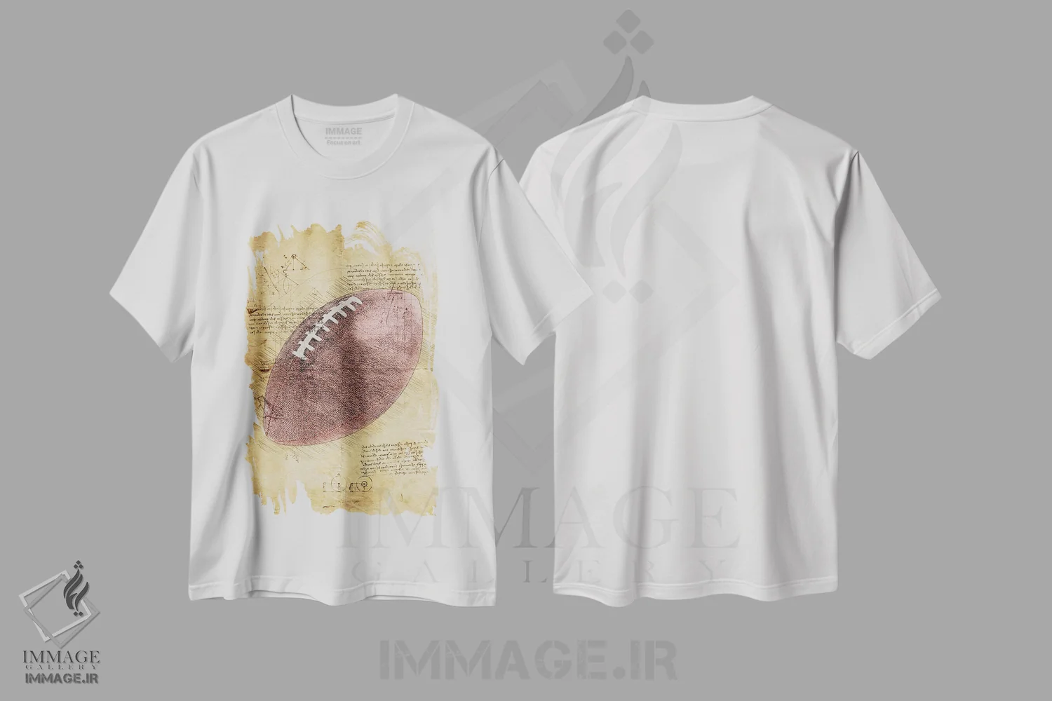 تیشرت سفید طرح دار توپ فوتبال، تزئینی اثر دورو آرت | فروشگاه ایماژ