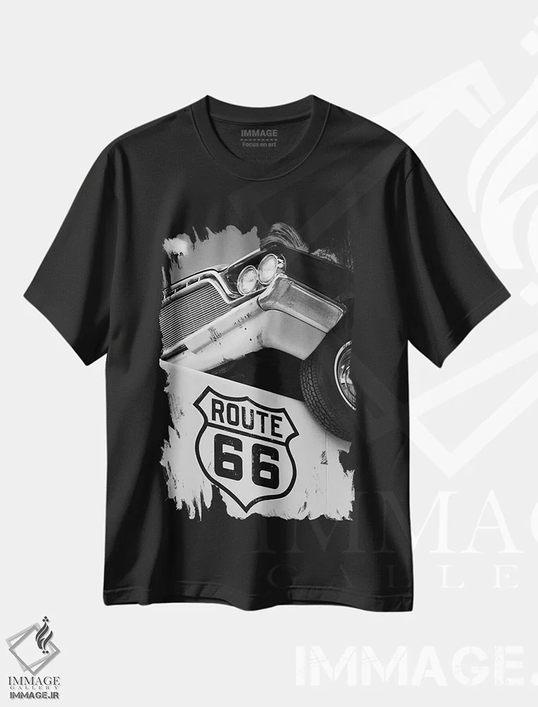 تیشرت مشکی طرح دار Car And Sign,ابر، خودرو و تابلو، عکاسی سیاه و سفید اثر دیو بومن | immage.ir