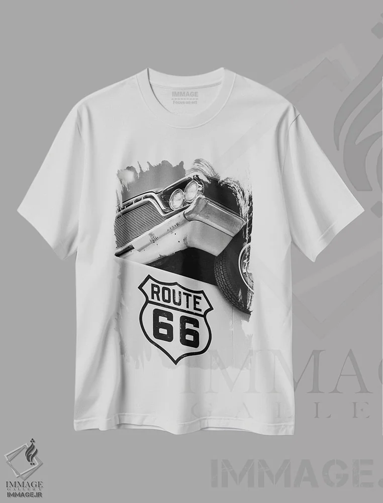 تیشرت سفید طرح دار Car And Sign,ابر، خودرو و تابلو، عکاسی سیاه و سفید اثر دیو بومن | فروشگاه ایماژ
