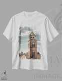 تیشرت سفید طرح دار برج صومعه دوبروونیک، مدیوم اثر دیو بومن | immage.ir