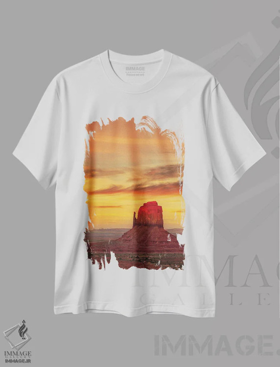 تیشرت سفید طرح دار غروب نوک سرخ، مدیوم اثر دیو بومن | immage.ir
