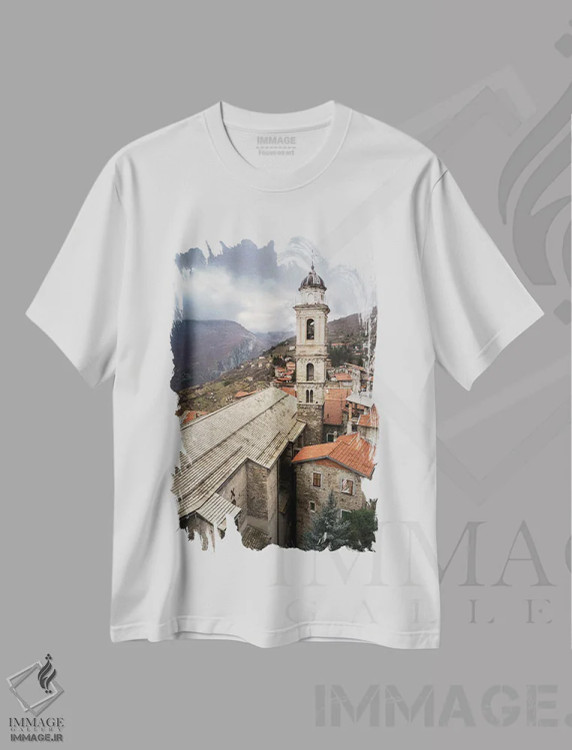 تیشرت سفید طرح دار کلیسای تریورا، مدیوم اثر دیو بومن | immage.ir
